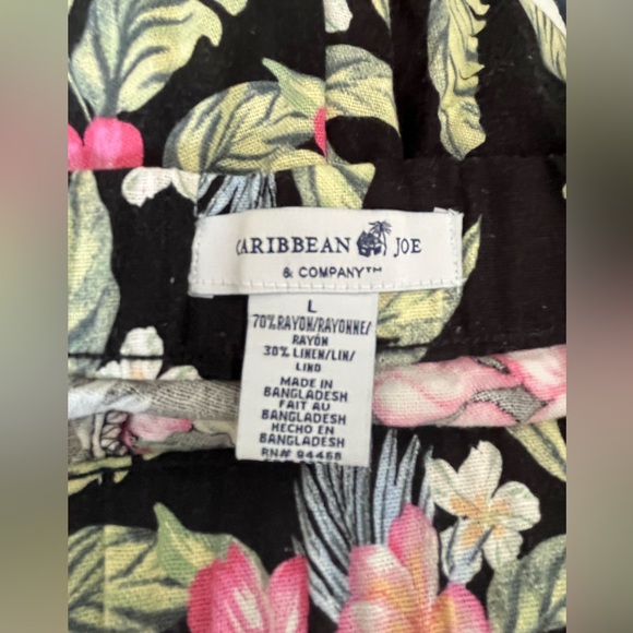 Caribbean Joe & Company floral wide-legged crop pants size Large - Picture 6 of 6